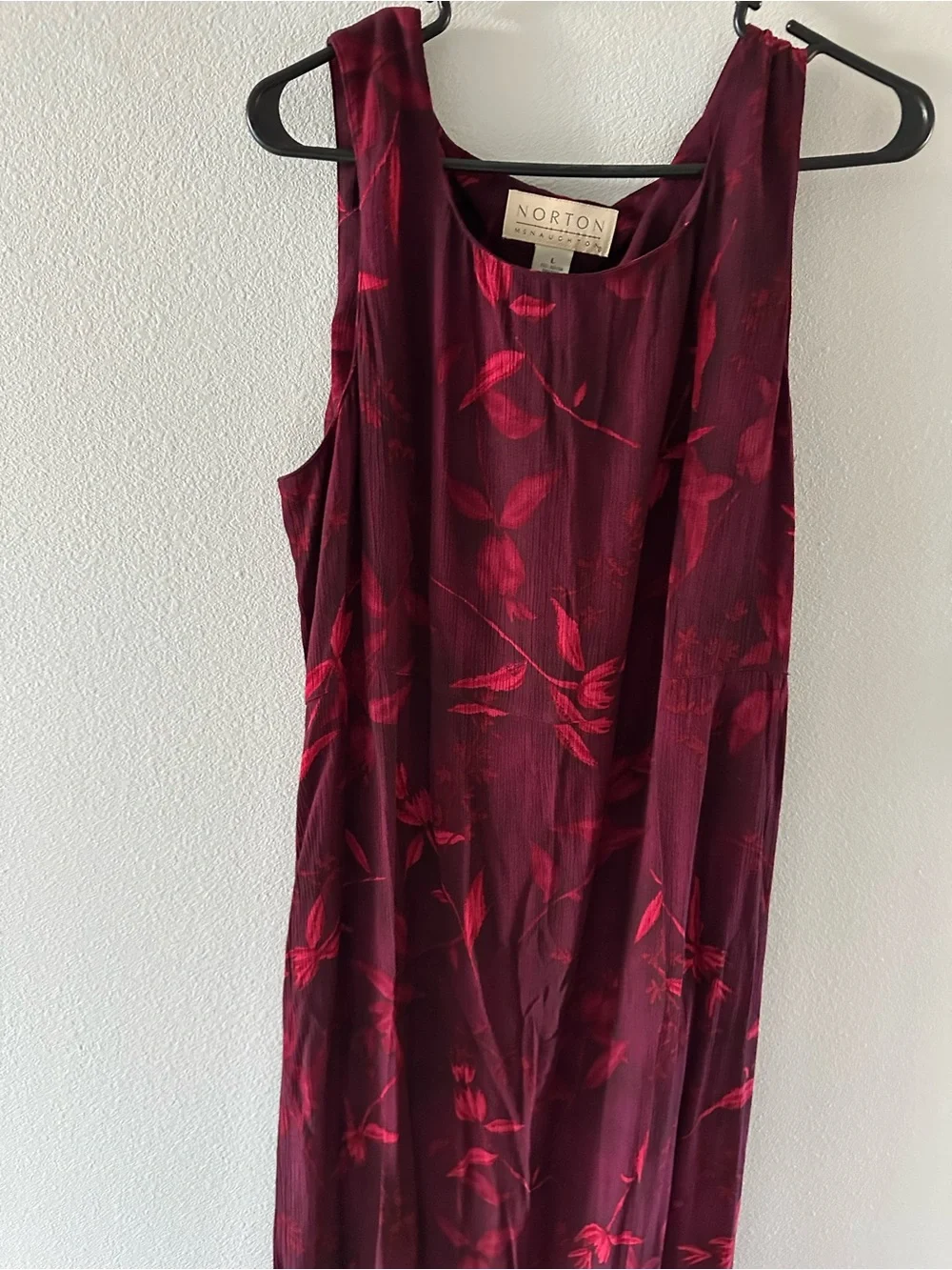 Pink/Maroon Rayon Vtg tank dress- calf length
